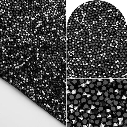 Cumouna Black Placemat, Sparkle Glitter Rhinestones Table Mat Crushed Diamond Rectangle Table Placemat 12 x 18 inch for Home Kitchen Dinning Christmas Thanksgiving Fall New Year Decorations