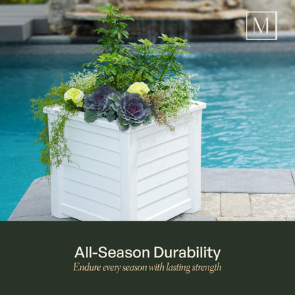 Mayne 5866-W Lakeland Square Patio Planter, 16x16, White