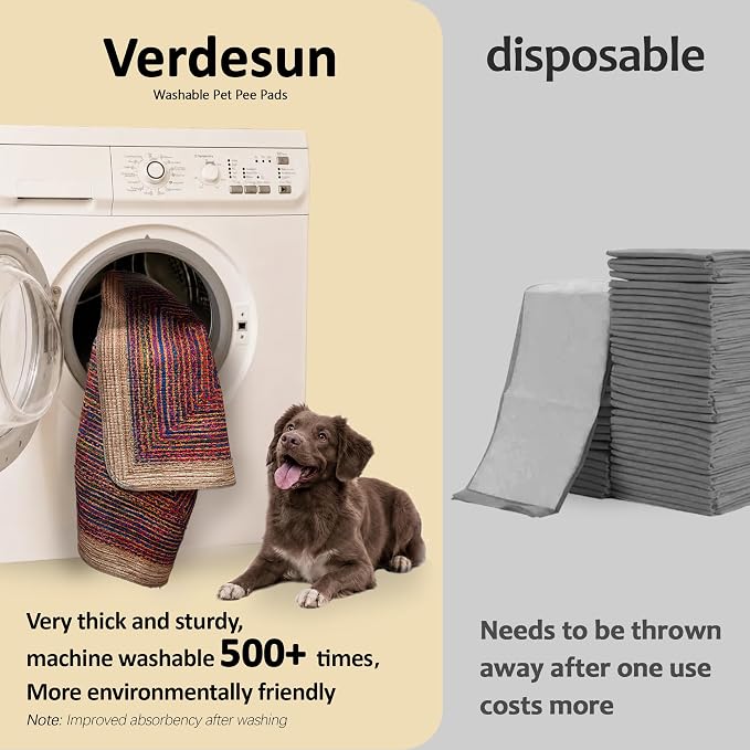 Washable Pee Pads for Dogs, Reusable Puppy Potty Training Pads, Ultra-Absorbent Thick Waterproof Leak-Proof Non-Slip Pads & Mat for Crate, Playpen, Floor, Whelping & Housebreaking , 2 Pack 36"x72"