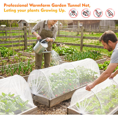warmfarm 4ft Garden Row Accelerator Plants Cover, Pop Up Garden Bed Tunnel Net with 6 Stakes, Ready-to-Use Design Garden Beds Vegetable Rows Plant Protector for Protecting Vegetable Fruit