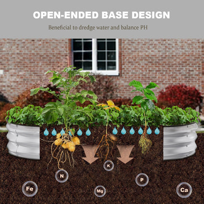 Patiobay Raised Garden Bed, 6x3x1ft Galvanized Outdoor Planter Beds with Safety Edging and Gloves, Oval Metal Planter Box for Gardening Vegetables Flowers Herb-Silver
