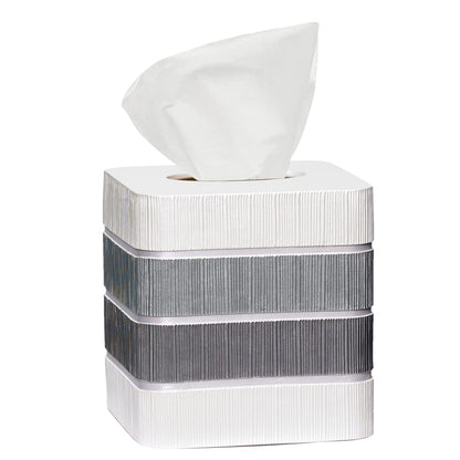 Modern Line Stylish Tissue Box Holder - Modern Classic Luxury Decor with Western Design - Square Tissue Cover for Bathroom, by Zahari Home