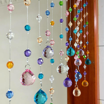 Alpengulen Crystal Beaded Curtain, 20 Strands Acrylic Multicolor String Beads for Doorways and Windows, String Room Divider (Ocean Jewel)