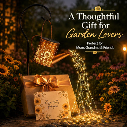 Solar Watering Can Light, Solar Powered Hanging Lantern Landscape Lights, Decorative Garden for Yard Waterproof Garden Decor, Gifts for Mom, Grandma（Sunflower + Bee）