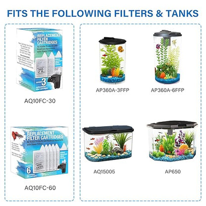 Koller Products Internal Power Filter 4 Gallon-10 Gallon Fish Tanks, 45GPH Flow Rate, Ideal for Tropical Fish