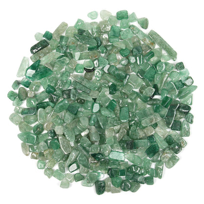 1.1lb Natural Crushed Green Strawberry Quartz Crystal Tumbled Chips-Healing Crystals Chips Bulk, Crushed Crystal Gemstones for Crafts, Beautiful Package for Gift(Green Strawberry Quartz)