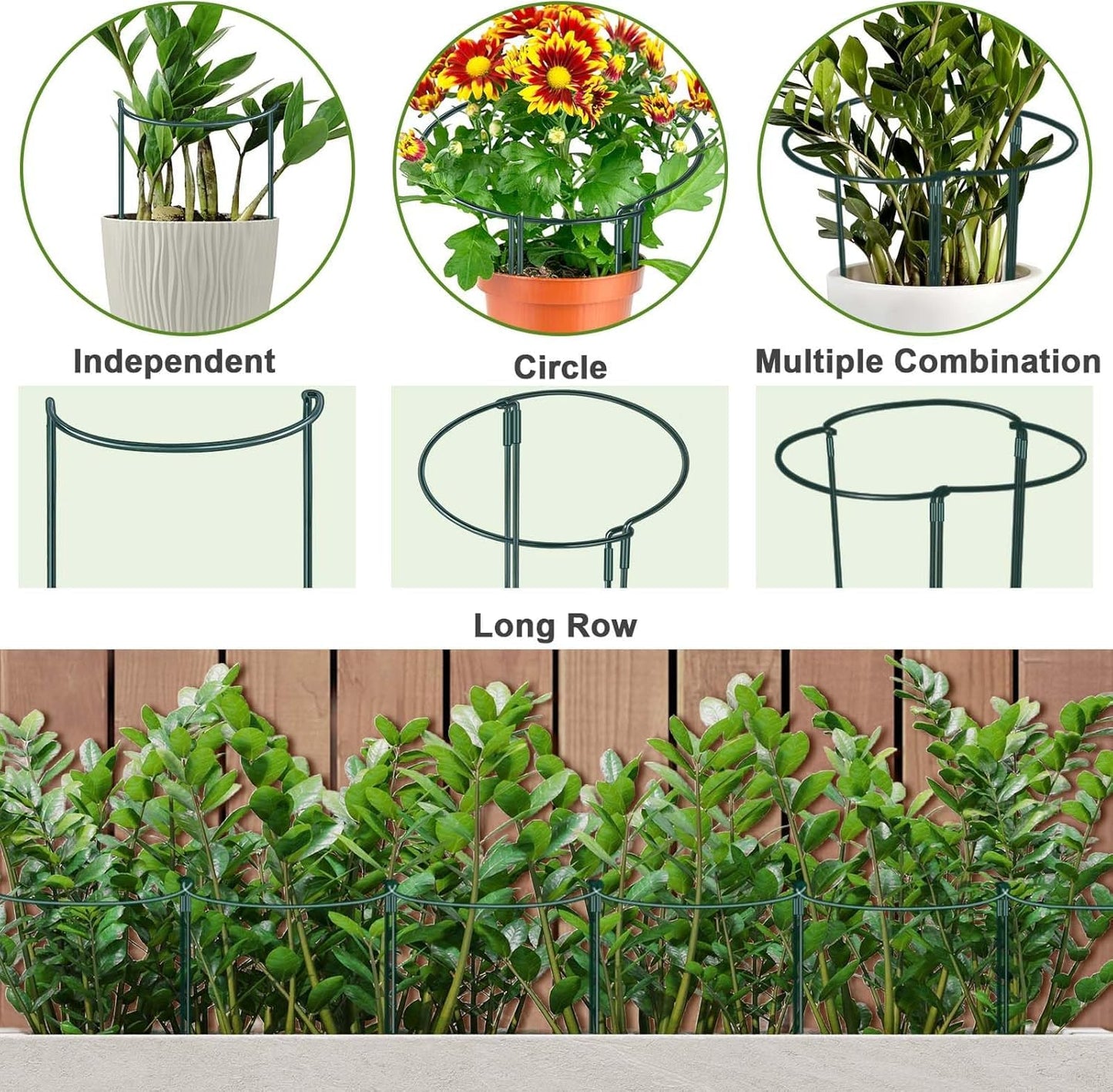 HiGift 4 Pack Height Adjustable Metal Plant Support (36" H or 24" H or 12" H), Heavy Duty Peony Cages and Supports, Half Round Tall Plant Support Ring for Outdoor Indoor Plant Hydrangea Flower
