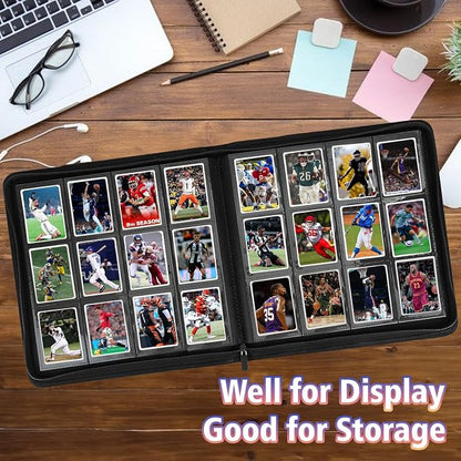 12 Pocket Card Binder, 720 Pockets PU Leather Zipper Trading Card Collection Album, Side-Loading Card Storage Folders for MTG, TCG, Game/Sport Crads (Purple, 12 Pockets)