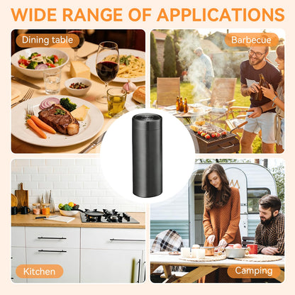4-Piece Stainless Steel Salt and Pepper Shakers Set, Portable Spice Shaker Jars Spice Dispenser Refillable Salt Dispenser Containers for Home Barbecue Cooking, 3.5”hx1.5”w