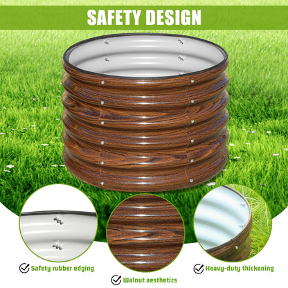 SnugNiture Raised Garden Bed, 2×2×1.5ft Round Galvanized Outdoor Planter Box, 17" Tall Deep Metal Garden Bed Kit for Planting Vegetables, Fruits, Flowers, Brown