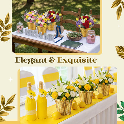 Ferrochef 12 Pcs 4.3'' Small Gold Vases Bulk Mini Decorative Plastic Gold Vases Bud for Wedding Table Centerpieces Flower Candy Indoor Outdoor Garden Tea Birthday Party Decor