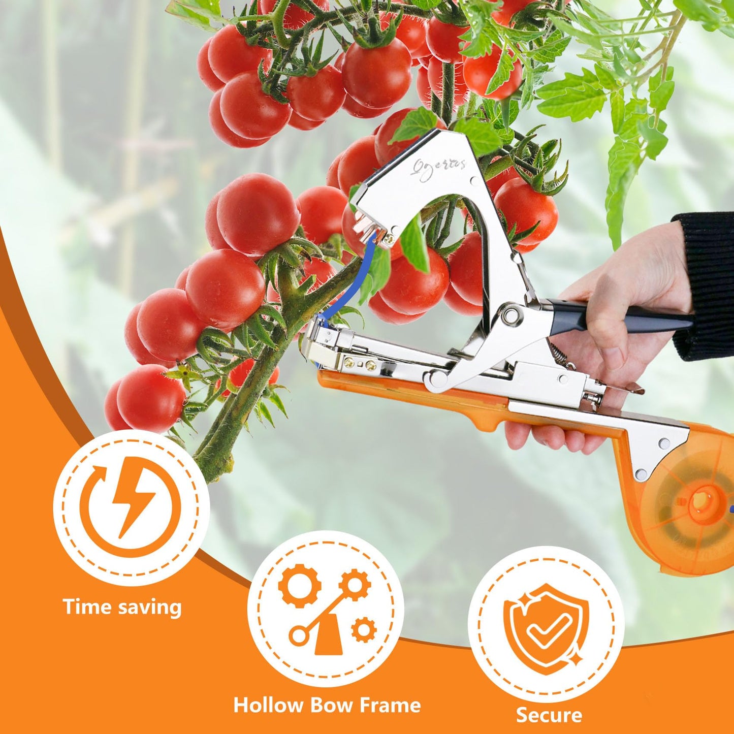Plant Tying Machine with 20 Tapes & Staples Quick Vine Support Tool for Tomatoes Peppers Grapes Ergonomic Gardening & Farming Tool for Gardeners Farmers Includes Spare Parts & Repair Kit