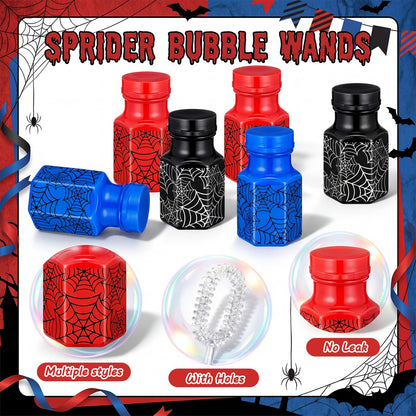 Hollowfly 48 Pcs Spider Party Favors Spider Bubble Wands Mini Bubble Bottles Birthday Party Supplies for Outdoor Activity Birthday Supplies Summer Gifts Goodie Bag Stuffers