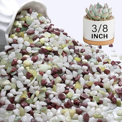NUPICK 3 lbs Pebbles for Indoor Plants, 3/8 Inch Pea Gravel for Fish Tank, Polished Decorative Rocks for Succulent, Natural River Stones for Vases, Cactus, Landscaping, Bird Bath, Colorful Mixed