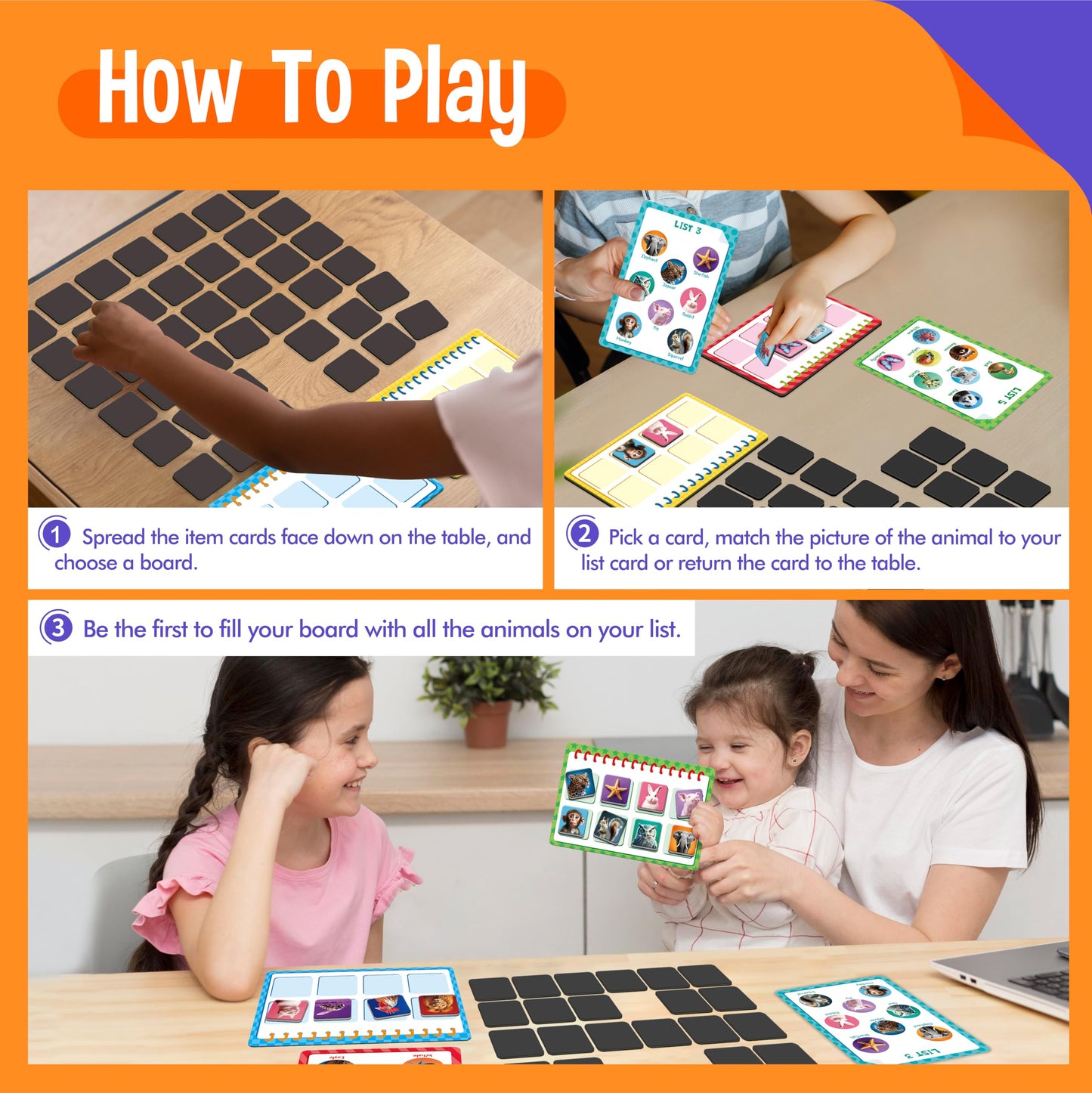SpriteGru Magnetic Animal Matching Game, Funny Animals Learning Game, Race to Collect Your Lists Educational Toy for Boys & Girls at Home