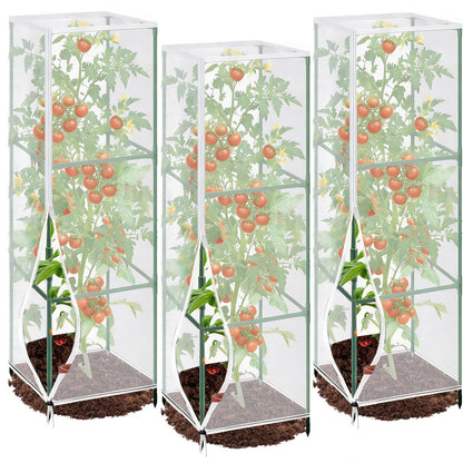3 Pcs Garden Bird Net Cover for Square Tomato Cage, 59"x17.7" Insect Bird Barrier Tomato Cage Net with Zipper & Drawstring, Tomato Netting Protection Cover for Protecting,Cucumber from Birds, Insects