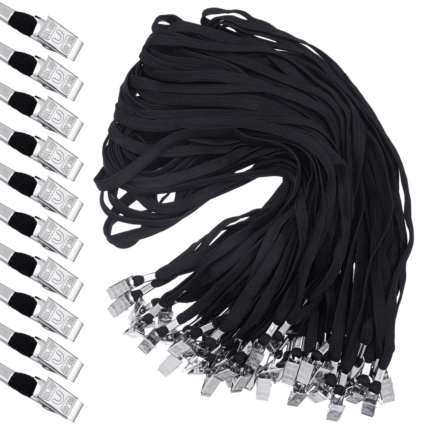 Hoolerry 300 Pcs Lanyards Clips Bulk for ID Name Badge Holder Lanyards Flat with Swivel Hook for Office School(Black)