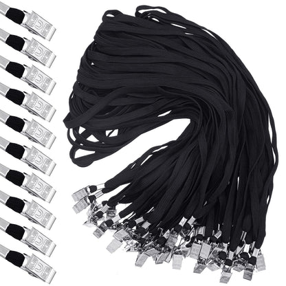 Hoolerry 300 Pcs Lanyards Clips Bulk for ID Name Badge Holder Lanyards Flat with Swivel Hook for Office School(Black)