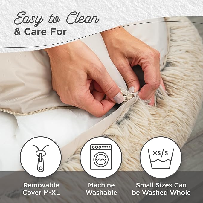 Best Friends by Sheri The Original Calming Donut Dog Bed for Medium Dogs up to 45 lbs, Shag Faux Fur, Cotton Candy Pink, 30" x 30"