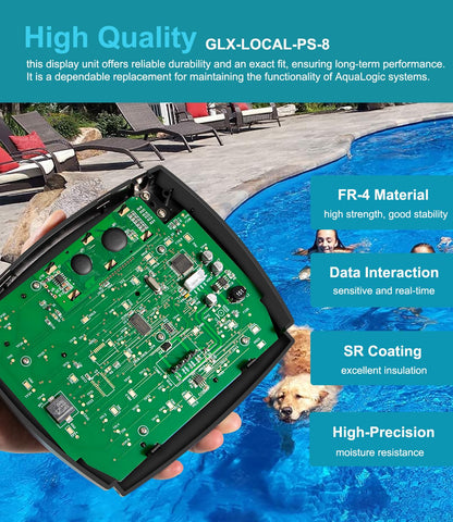 Yoursme GLX-Local-PS-8 Local Display Replacement for Hayward Goldline Aqua Logic & ProLogic Automation and Chlorination Systems - Fits Models AQL-PS-8-V, AQL-PS-8, PS-8 Pool Automation Display