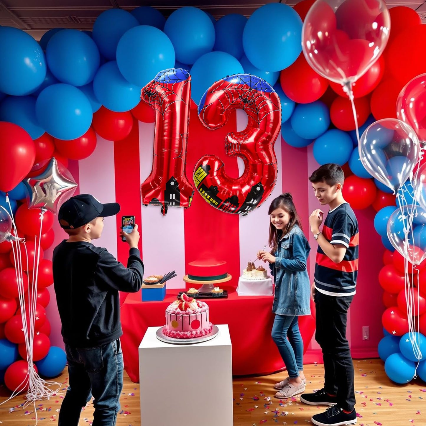 laackys 40 inch spider theme number foil balloons, children's party balloon supplies with classic numbers 1 to 9, birthday decoration supplies,number large balloons for spider theme parties (13)