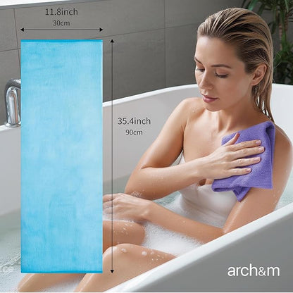 ARCH&M Exfoliating Washcloth Towel, Purple, 3-Pack | Textured Nylon, Korean Bath Scrub & Japanese Washcloth, For Body, Back, & Legs, For Ingrown Hairs & Smooth Skin