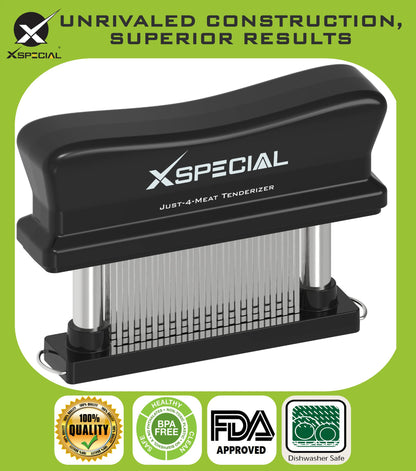 XSpecial Meat Tenderizer Tool 48 Blades Stainless Steel - Kitchen Cooking Gadgets Tools with Ultra Sharp Needle That Makes Steak & Chicken Tender - No More Hammer, Meat Pounder Or Mallet