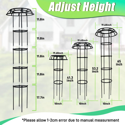 Quibbay Garden Trellis for Climbing Plants Outdoor, 53 Inch Mushroom Top Trellis for Climbing Plants, Metal Plant Flower Trellises for Vine Grape Vegetable Cucumber Tomato Trellis, 1 Pack