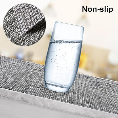 Aofmee Placemats, Placemats Set of 6, Heat Resistant Place Mats, Washable PVC Table Mats, Woven Vinyl Plastic Placemats for Dining Table, Non-Slip Stain Resistant Kitchen Table Placemats Easy to Clean