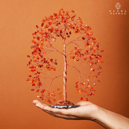 Crystal Tree of Life Birthday Gifts for Women, Men, Frineds, Handmade Carnelian Chakra Tree for Home, Room, Office Decor, Bring Money, Positivity, Reiki Healing, Good Luck, Gifts for Mom & Dad
