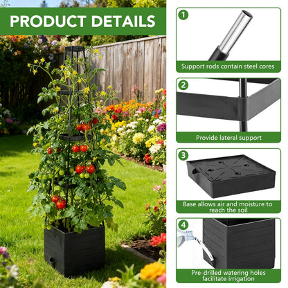 2 Pack Raised Garden Bed Planter Box with Trellis, 57'' Self Watering Tomato Planters for Climbing Plants, Tomato Cage Trellis for Vegetables & Vine Flowers Indoor Outdoor Patio