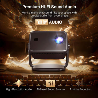 Smart Projector with WiFi 6 and Bluetooth 5.4, 800 ANSI Native 1080P Portable Mini Projector with Auto Focus & Keystone, 360° Rotatable for Bedroom Home Theater Outdoor Movie X6 Black