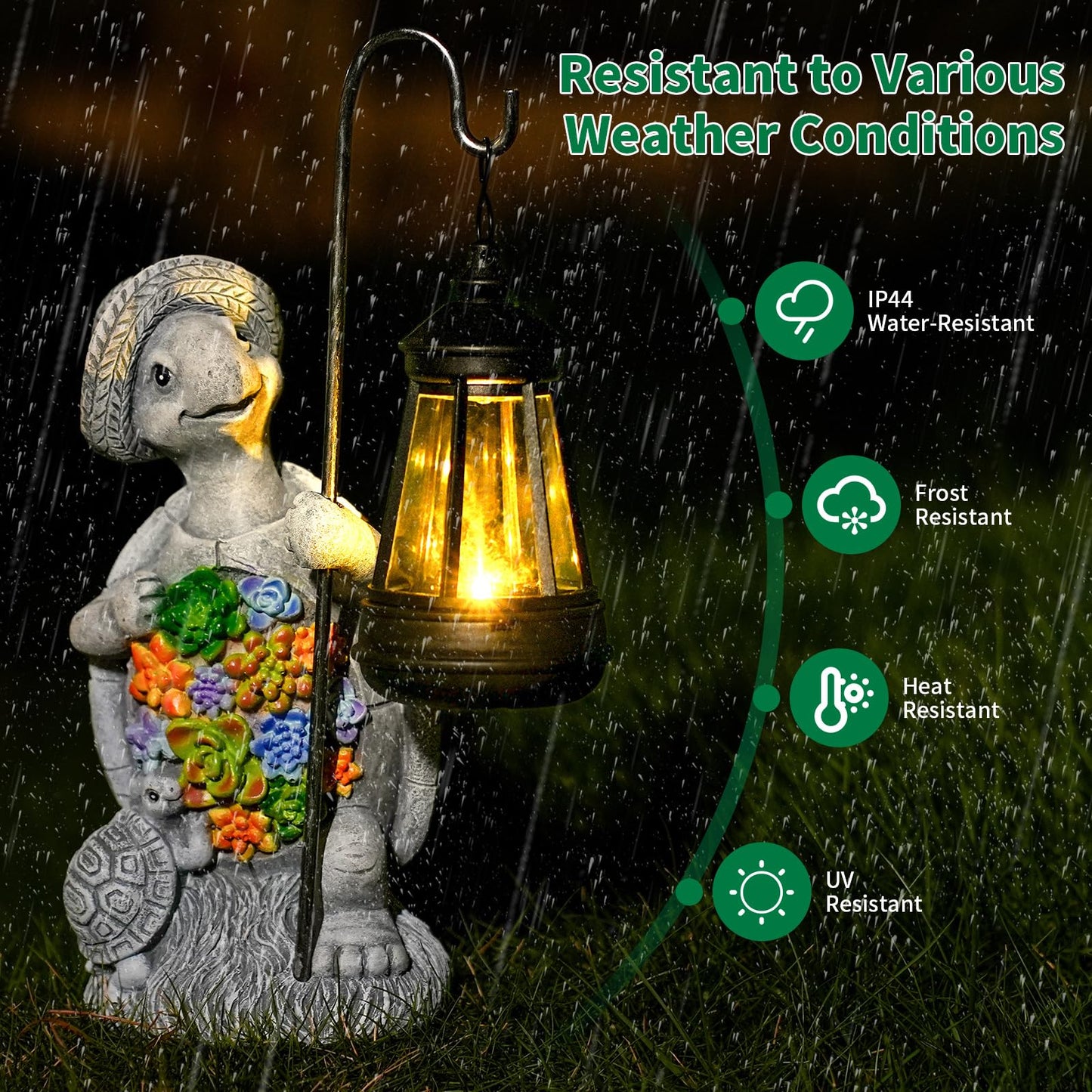 RS FURISON Solar Garden Outdoor Statue Turtle with Hanging LED Lantern —Outside Solar Turtle Decor for Garden,Home,Lawn,Yard, Balcony Ornament- Unique Housewarming Gifts