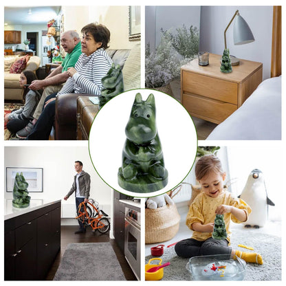 gemshan Hippo Statue, Natural Green Jade Sculpture, Hippopotamus Animal Figurine, Home, Office Desk, Entryway Table Decor