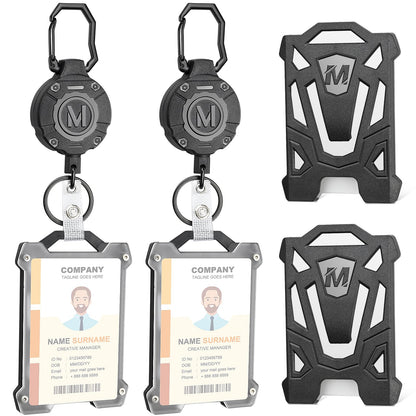 2 Pack Heavy Duty Retractable Keychain with Tactical ID Card Holder Badge Reel, 31.5' Retractable, 9.0 oz