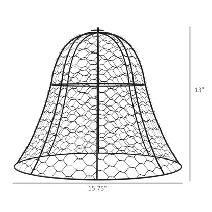 Garden Chicken Wire Cloche, 16" x 13" Stackable Animal Plant Protectors, 6 Pack of Metal Crop Cages to Keep Animals Out, Black