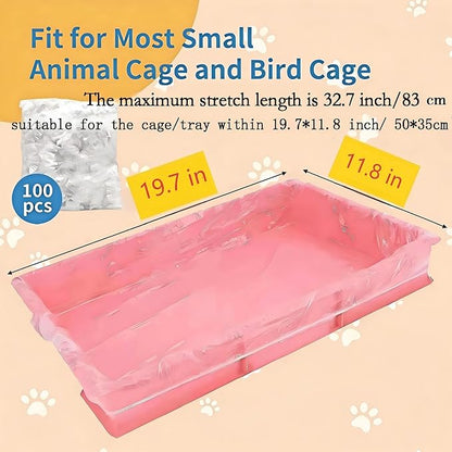 100 Pcs Disposable Cage Liners 19.7'' X 11.8'' - Clear, Plastic Toilet Film for Bunny, Hamster, Totoro, Hedgehog, Guinea Pig & Small Animal Habitats