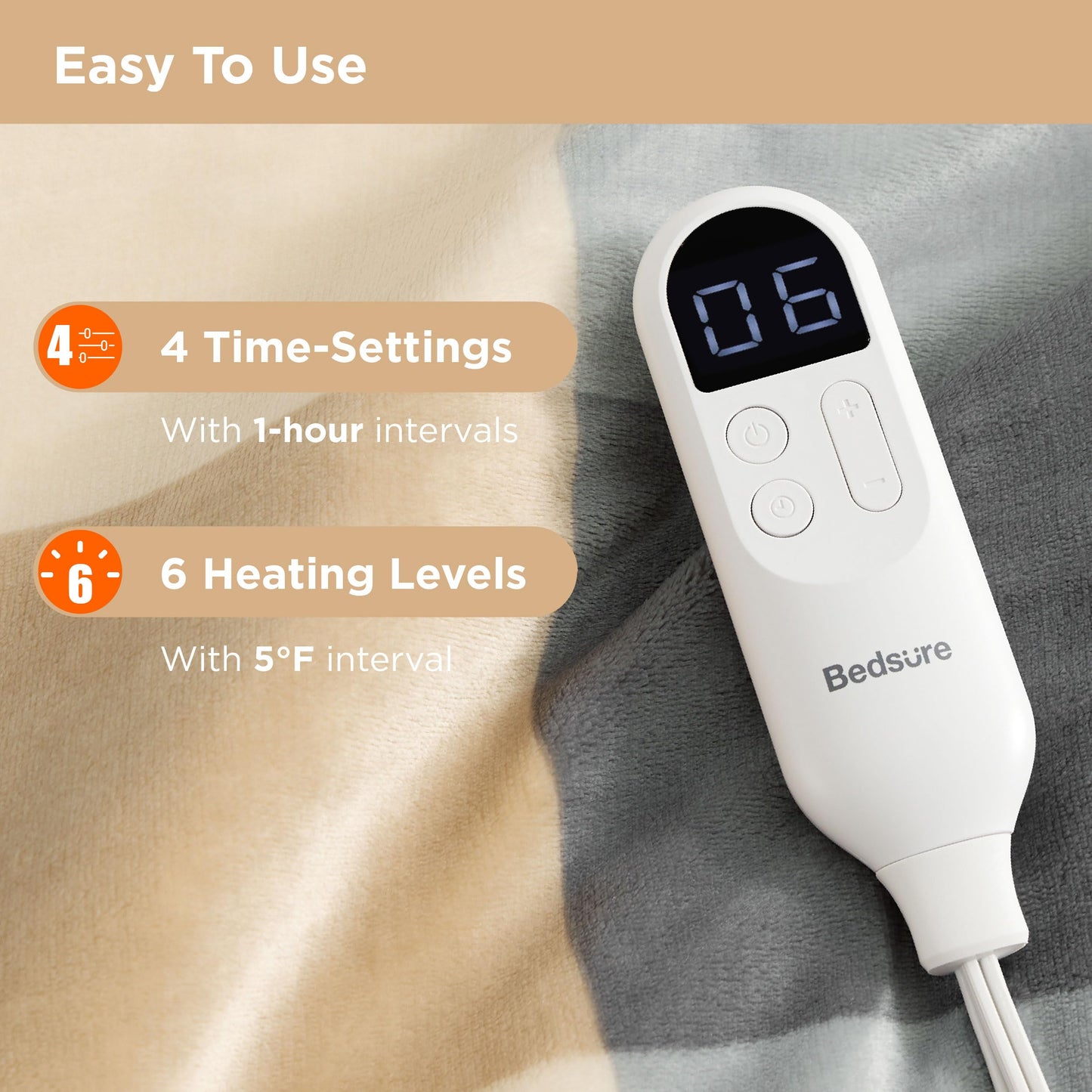 Bedsure Heated Blanket Wearable Shawl - Electric Wrap Poncho Blanket Hoodie for Adult, Birthday Gifts for Mom Women, Sherpa Heating Throw with 4 Time Settings & 6 Heat Settings, 55x64 inches, Grey