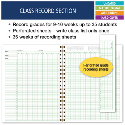 Elan Publishing Company HARDCOVER Combination Plan and Record Book - 8 Period Teacher Lesson Planner (Tree Seasons)