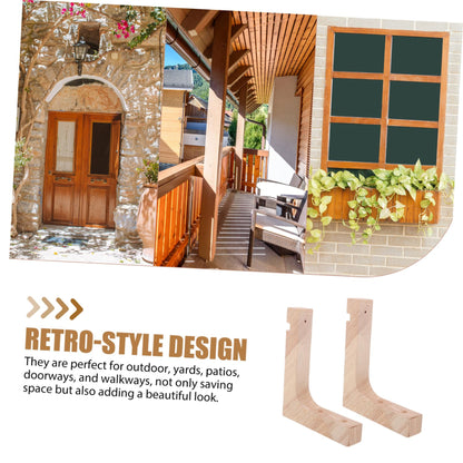 NULYLU Wooden Plant Hanger Hook 2pcs Heavy Duty Wall Mounted Plant Hanging Bracket for Indoor Outdoor Planters Natural Wood Color
