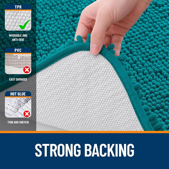 OLANLY Large Bathroom Rugs 40x24, Extra Soft Absorbent Chenille Bath Rugs, Rubber Backing Quick Dry, Machine Washable Bath Mats for Bathroom Floor, Tub and Shower, Home Decor Accessories, Deep Lake