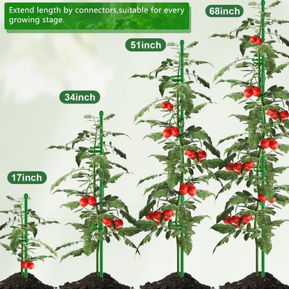 30Pcs Plant Support Stakes 17 inch SupKing Garden Orchid Sticks Extended to 3ft 4ft 5ft Plant Poles with Clips for Indoor Outdoor Potted Tomato Rose Amaryllis Vegetables Comes with 20 Ties（Green）