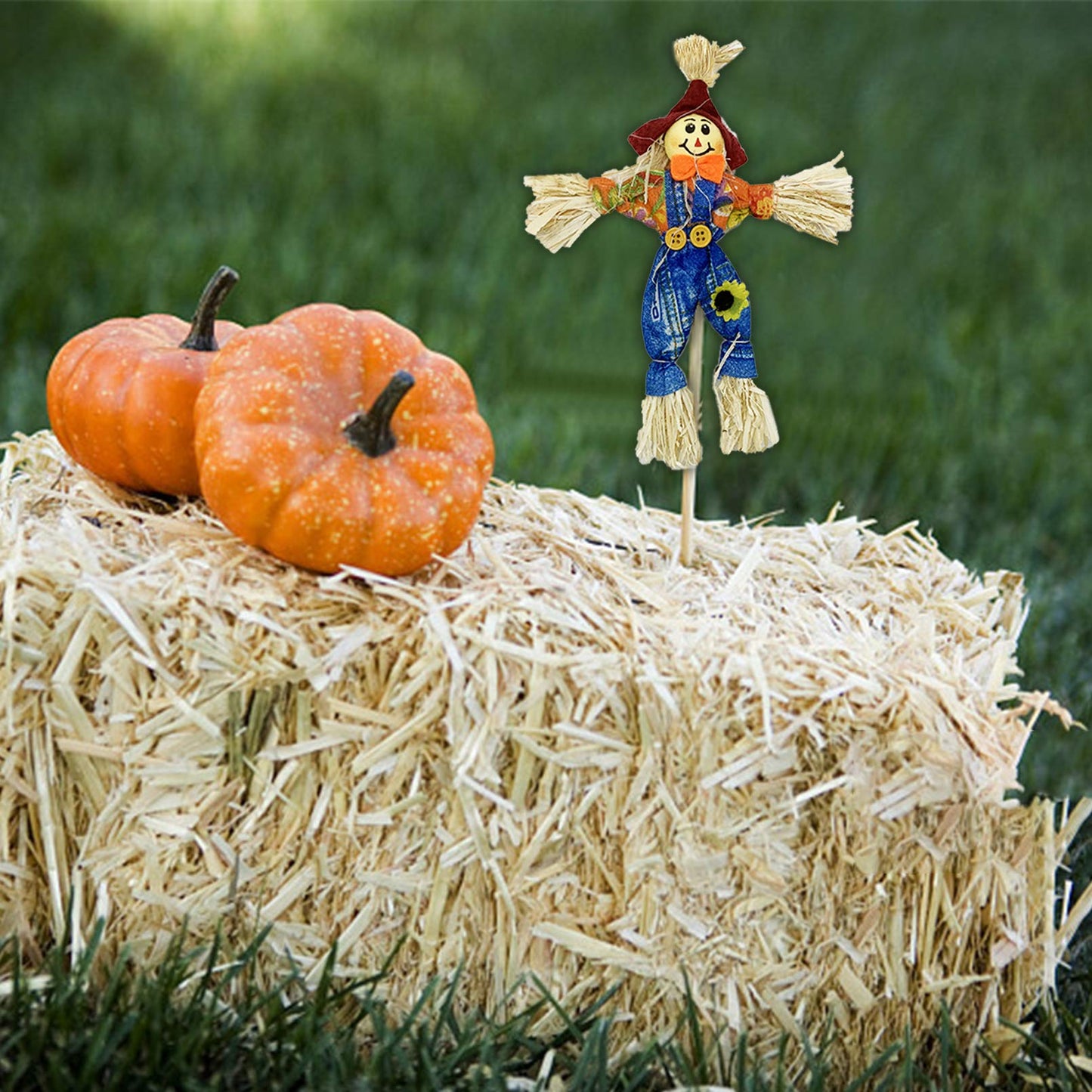 EBaokuup 10 PCS Halloween Scarecrow Decorations - 11.8 Inch Fall Harvest Scarecrow for Autumn, Halloween, Garden, Yard Decoration