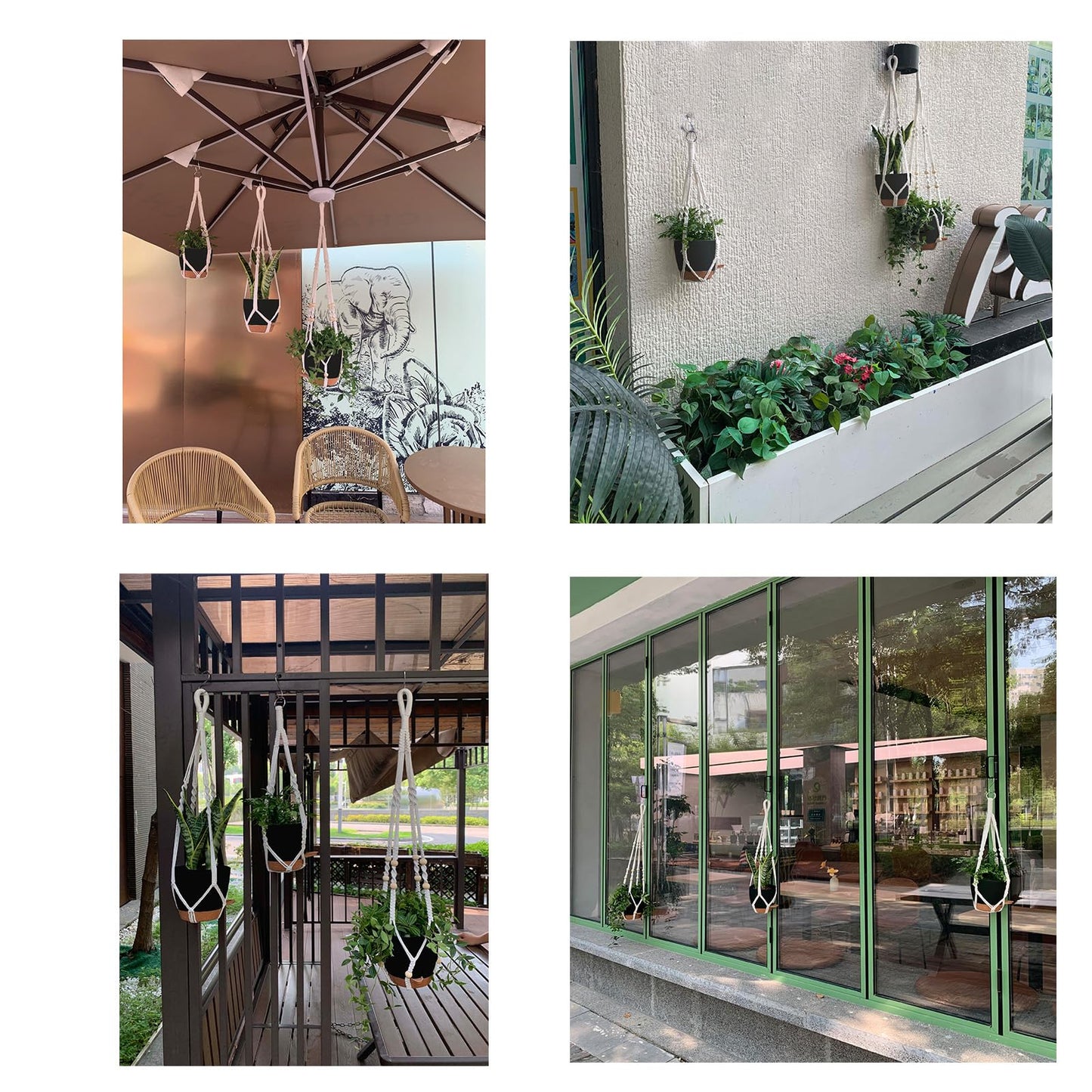 BLEAFLUV Hanging Planters with Macrame Plant Hangers for Indoor Outdoor Plants, 3 Set Hanging Baskets Flower Pots Holders 35''/27''/21'', Self-Watering Pots 7''/6''/5.5'', Boho Home Decor, Black