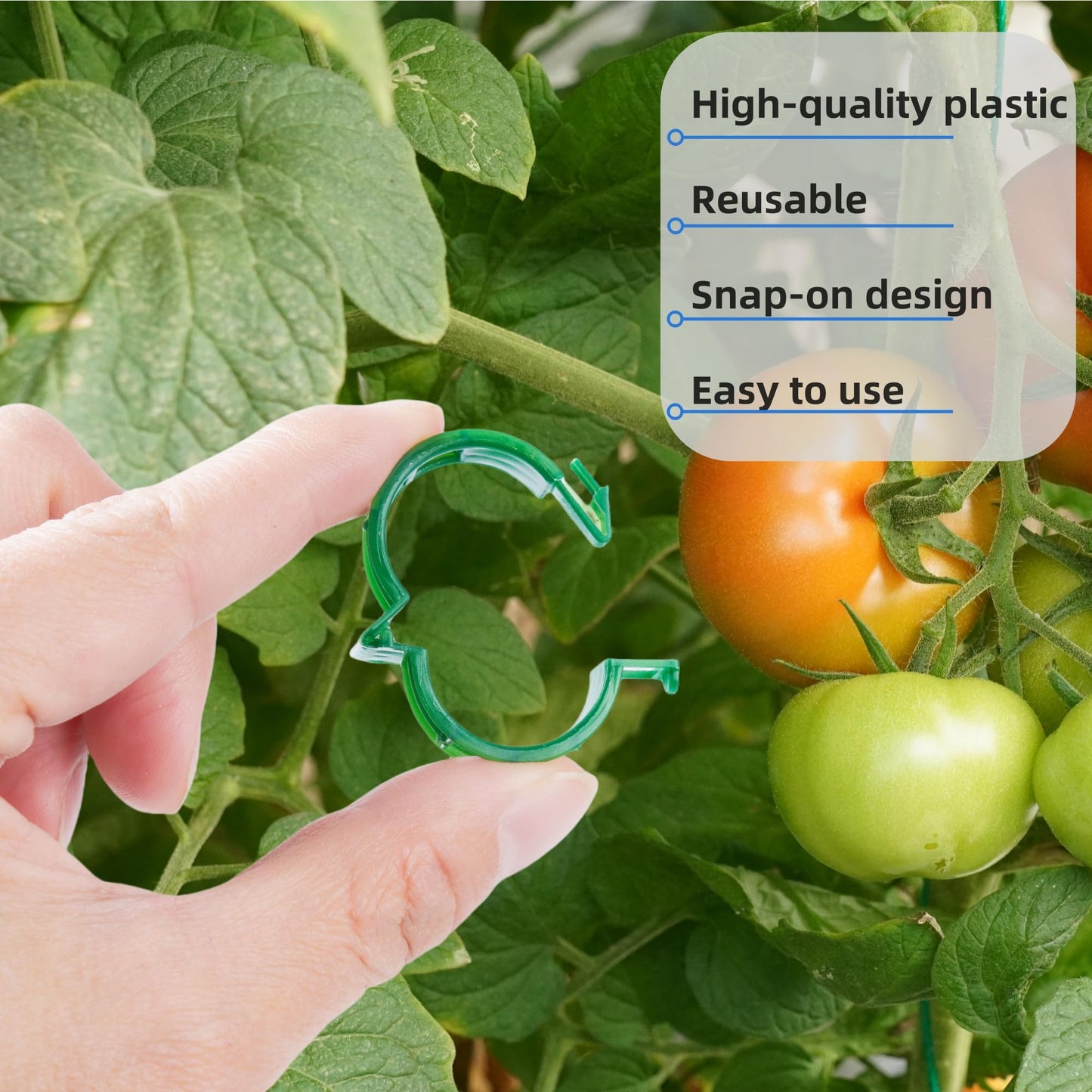 CIQIYO® 100 Pcs Plant Support Clips,Plastic Clips for Securing Plants,Tomato Vine Clips,Plant Fixing Clips,Garden Clips for Climbing Plants,Grape and Vine Vegetables (100, Green)