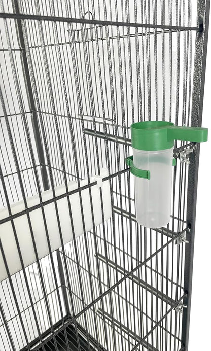 Steel Bird Cage with Rolling Stand, Plastic Feeder, PP Slide-Out Tray Large Flight Cage for Parrots, Parakeets, Cockatiels, Pigeons and Lovebirds Big Bird Cage Antique Gray As Shown