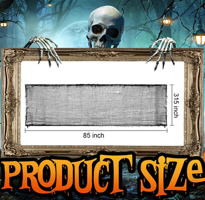 Watayo 315 x 85 Inch Halloween Creepy Cloth, Black Halloween Scary Spooky Cloth, Windows Doorways Cover Gauze for Holiday Party Haunted House Decorations