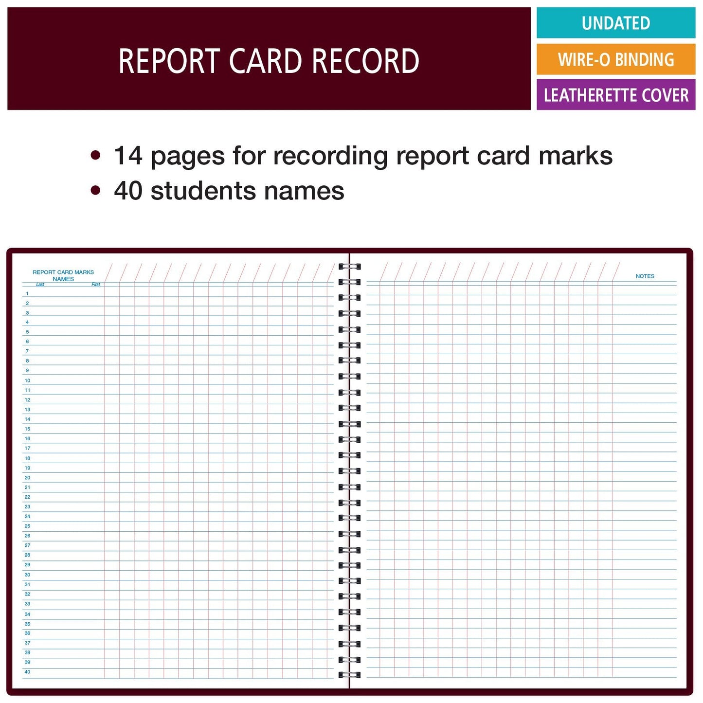 Elan Publishing Company, Class Record Book Unstructured...Set it up to Record Grades Your Way! 40 Student Names (Excello)