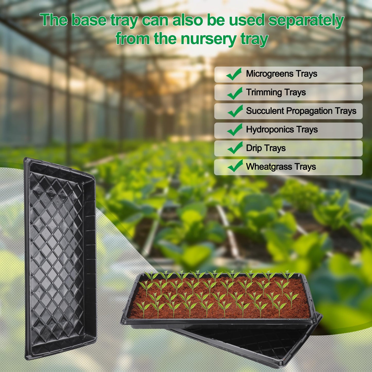 Oscorna (20Pack) 72-Cell Seed Starter Trays with Dibber, 10 Pack Nursery Starting with Base Tray, 72 Hole Soil Digger for Setting Out Quickly, Seedling Planting Tray, Germination Kit Trays Reusable