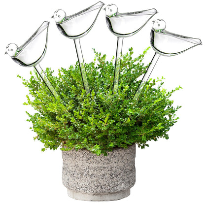 Tebery 4 Pack Plant Waterer Automatic Self Watering Globes, Bird Shape Design Hand Blown Glass Plant Watering Bulbs Garden Water Device